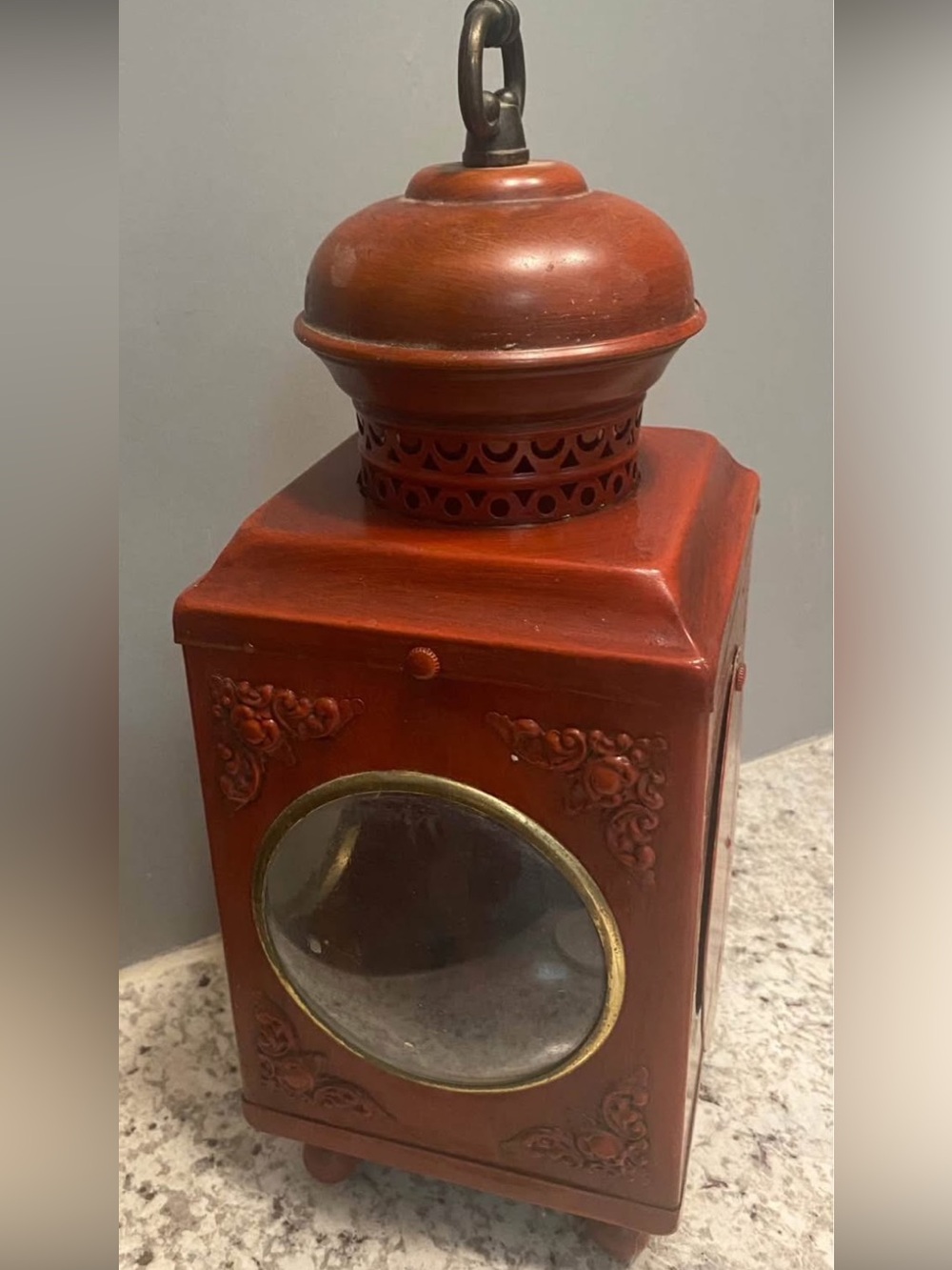14 inch Decorative Red Vintage-Style Hanging Lantern candle